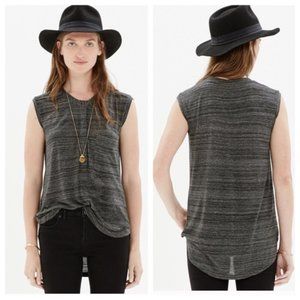 MADEWELL placket tank heathered navy